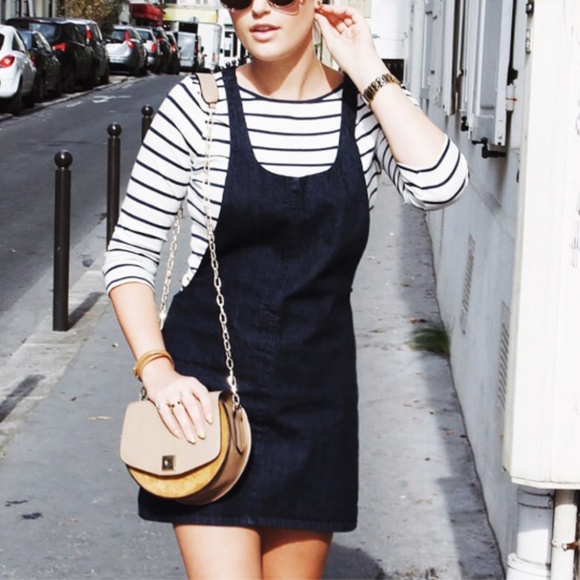 Zara Bib Pinafore Dungaree Black Denim 